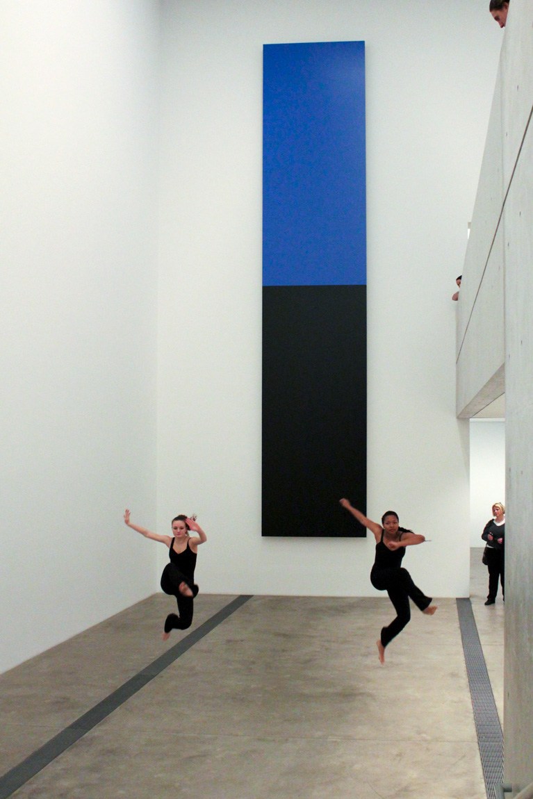 COCA dancers perform in front of Ellsworth Kelly's "Blue Black."