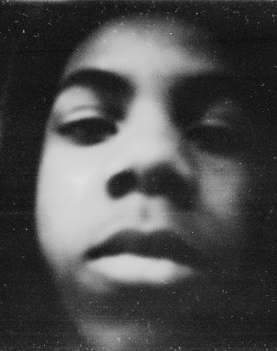 A black and white film closeup portrait of a participant.