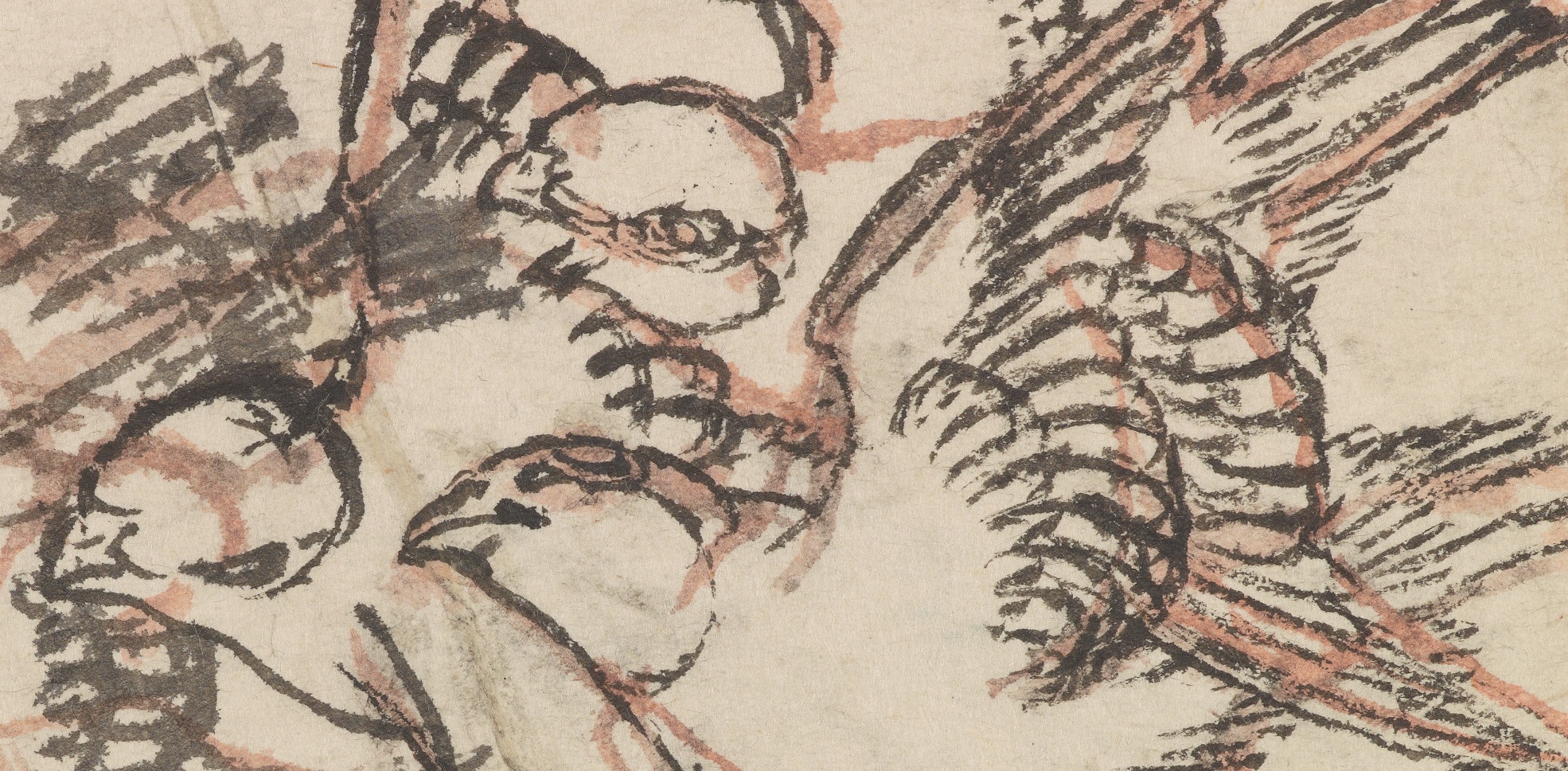 Detail of Katsushika Hokusai's ink drawing 