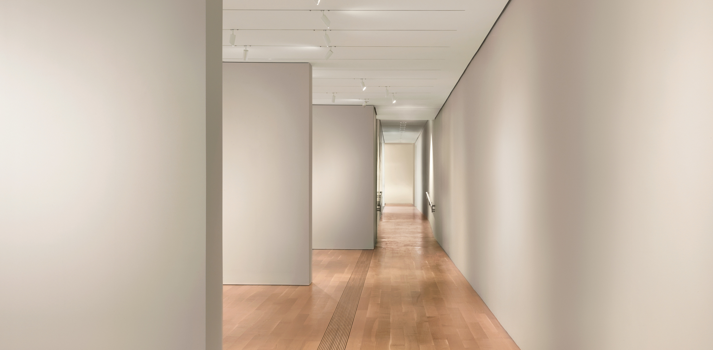 A view of the newly renovated Lower East Gallery and Lower corridor.
