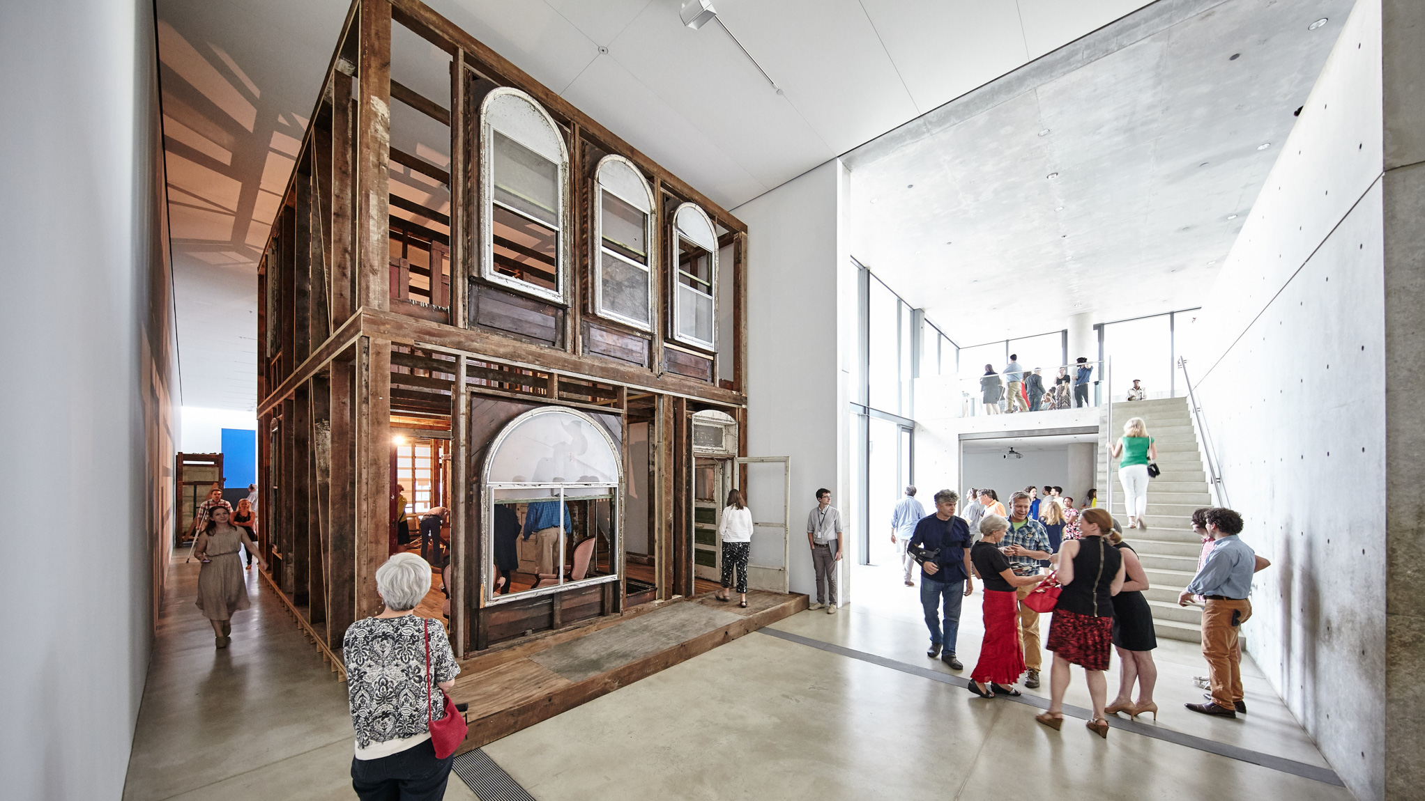 Guests explore the Mezzanine and Main Gallery, and raumlaborberlin's installation 