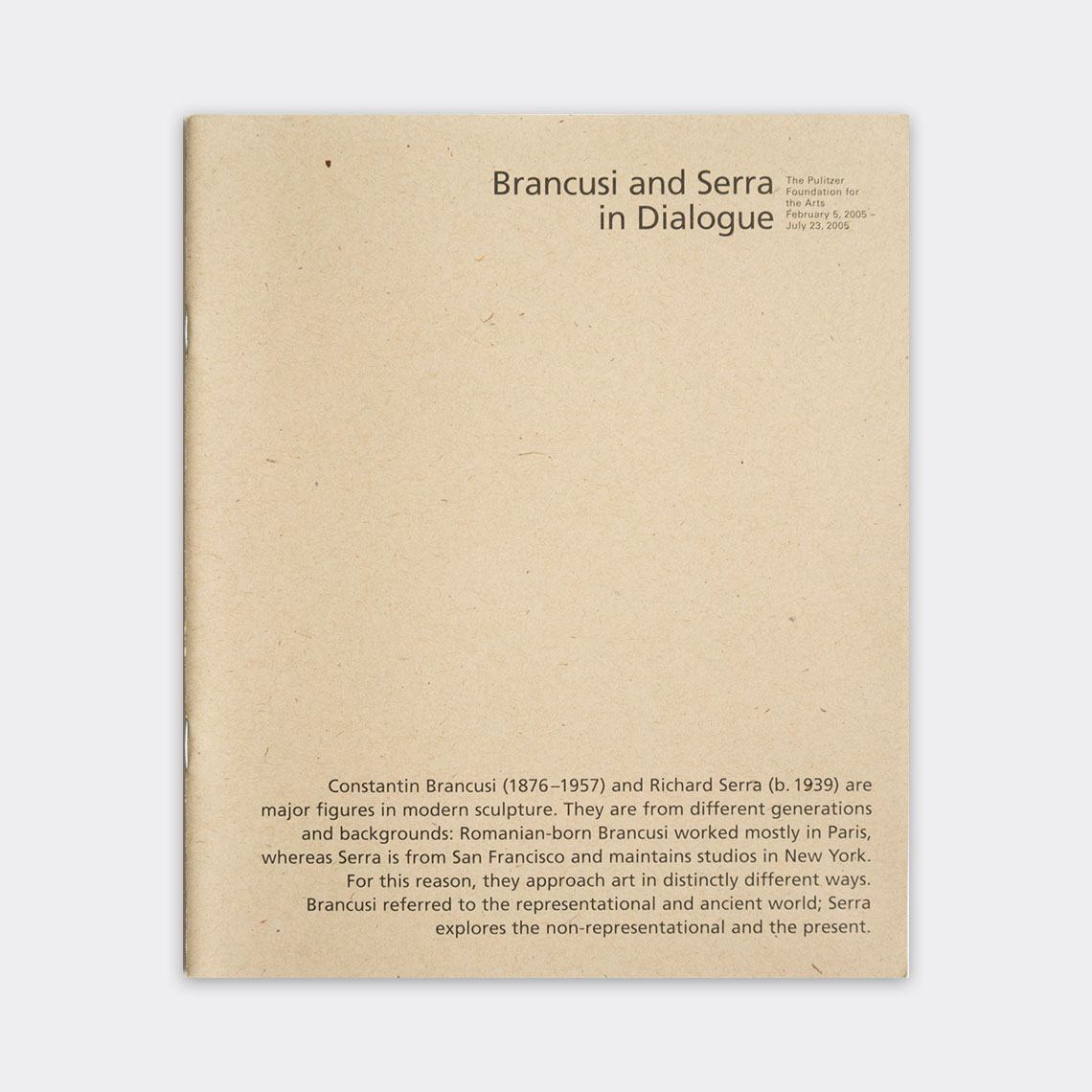 The exhibition catalogue cover for "Brancusi and Serra in Dialogue."