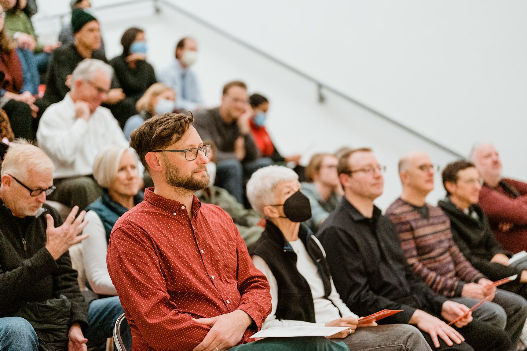 Audience watching a live musical performance at the Pulitzer Arts Foundation
