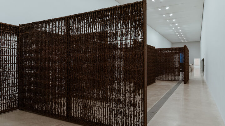 Large maze structure of steel fences covered in soil and spice mixture
