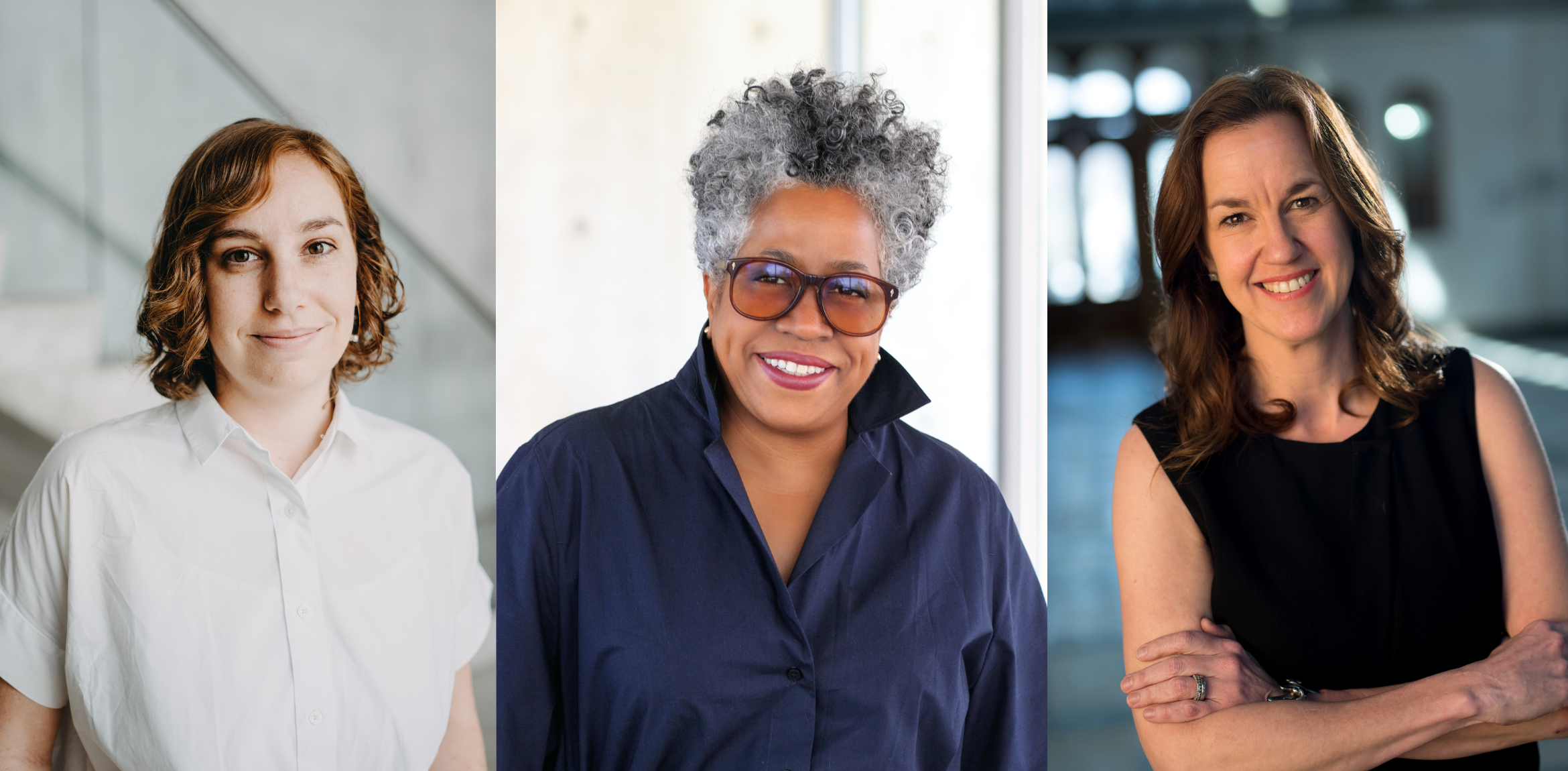 Side by side portraits of Stephanie Weissberg, Jennie C. Jones and Evelyn C. Hankins